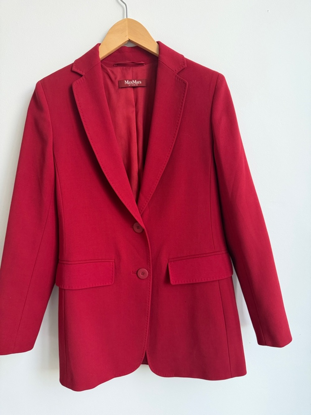 MaxMara studio Red Single-Breasted Tailored Blazer
